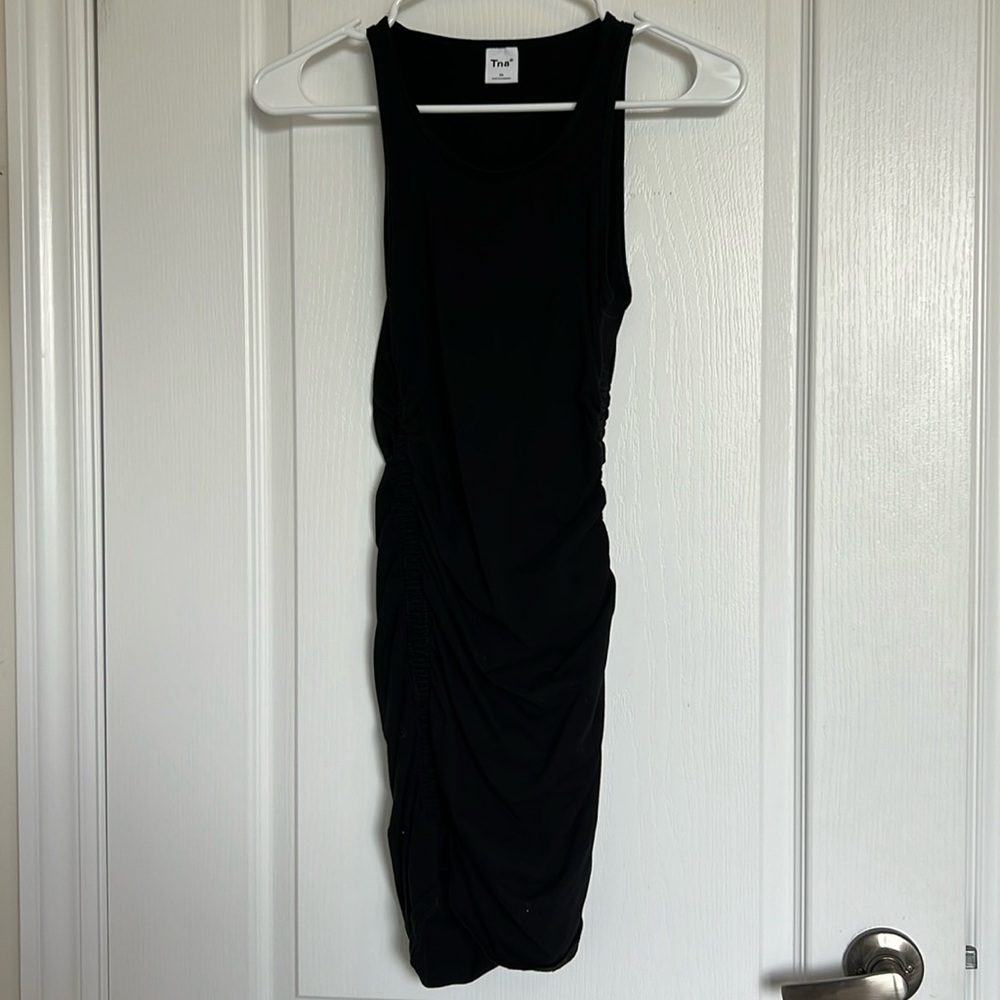 TNA Black Ruched Mini Dress